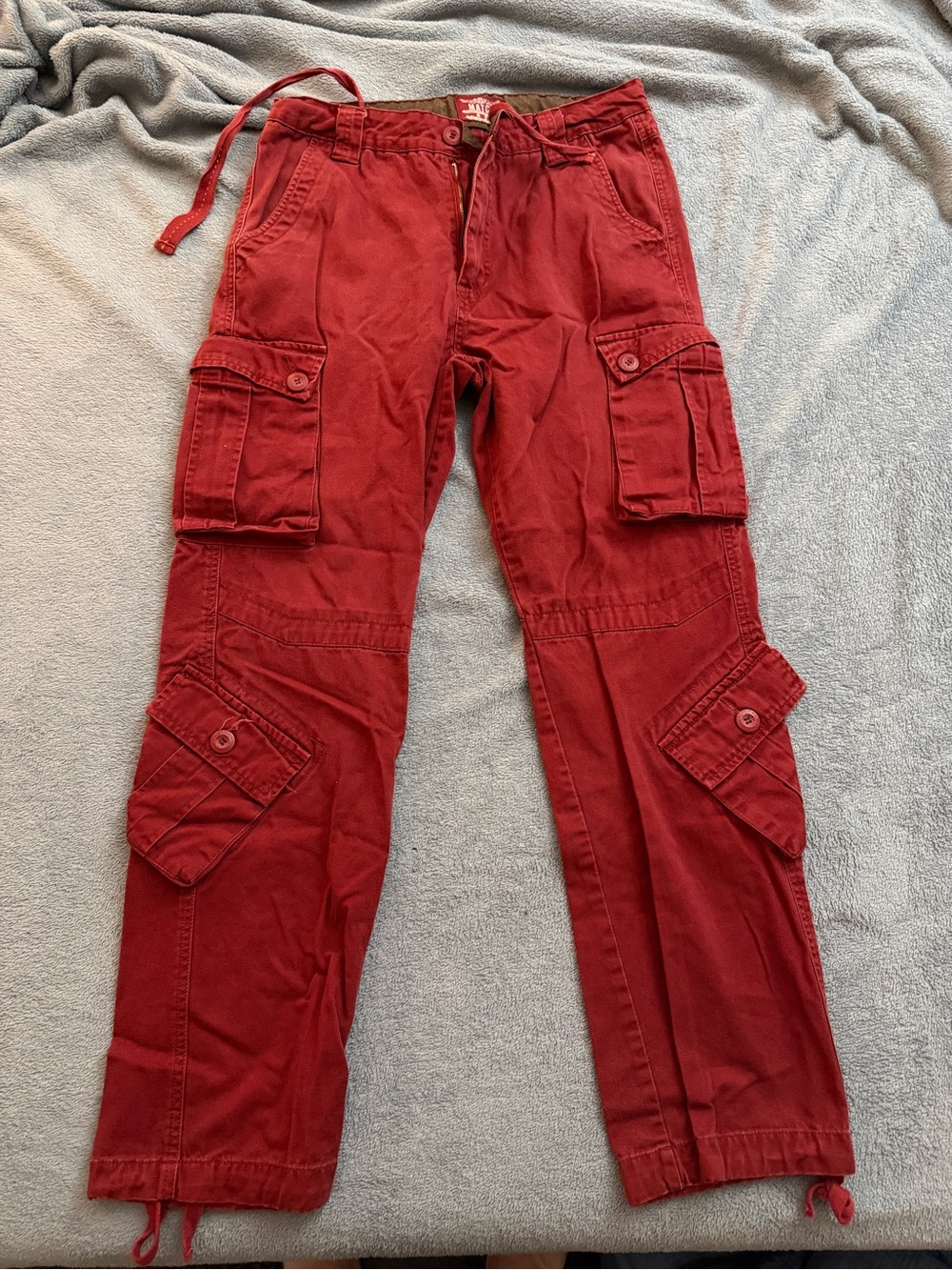 MATCH Union Workwear Supply Red Cargo Pants Multi Pocket Adjustable Hem